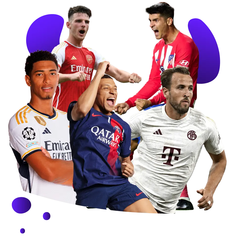 Une image montrant plusieurs joueurs de football sur un site vendant des Abonnement IPTV